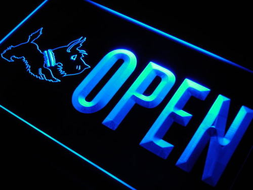 OPEN Scottie Dog Shop Pet Neon Light Sign